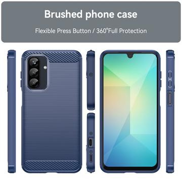 Samsung Galaxy A26 Børstet TPU Cover - Karbonfiber - Blå