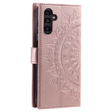Samsung Galaxy A26 Mandala Series Etui med Pung - Rødguld