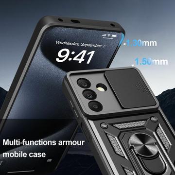Samsung Galaxy A26 Roterende Ring Hybrid Cover med Kameraskjold - Blå