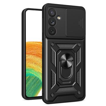 Samsung Galaxy A34 5G Roterende Ring Hybrid Cover med Kameraskjold - Sort