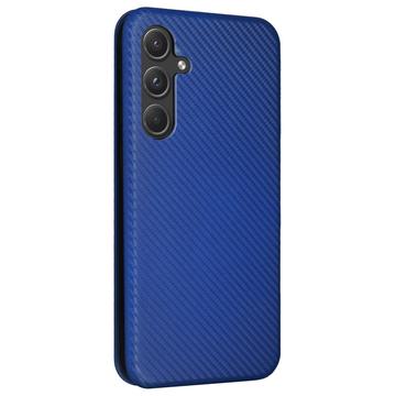Samsung Galaxy A35 Flip Cover - Karbonfiber - Blå
