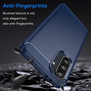 Samsung Galaxy A36/A56 Børstet TPU Cover - Karbonfiber - Blå