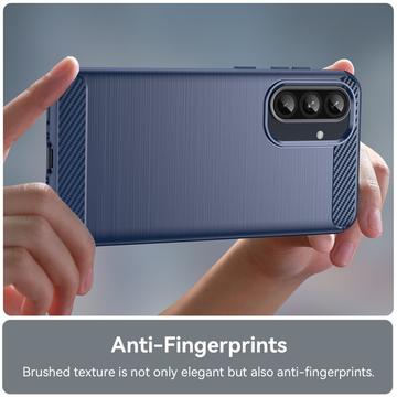 Samsung Galaxy A36/A56 Børstet TPU Cover - Karbonfiber - Blå