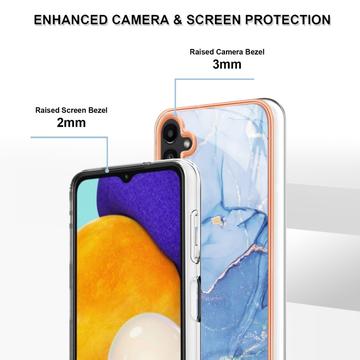 Samsung Galaxy A36 Marmormønster Galvaniseret IMD TPU Cover - Blå