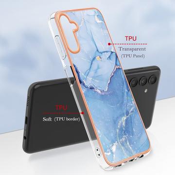 Samsung Galaxy A36 Marmormønster Galvaniseret IMD TPU Cover - Blå
