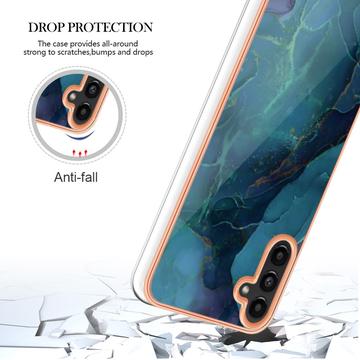 Samsung Galaxy A36 Marmormønster Galvaniseret IMD TPU Cover - Grøn