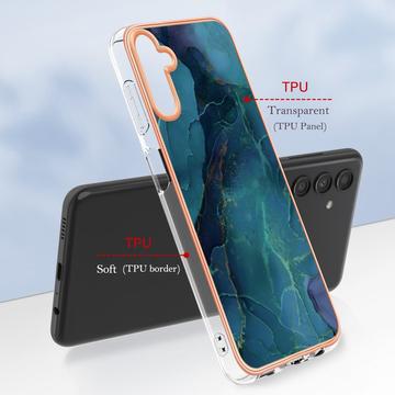 Samsung Galaxy A36 Marmormønster Galvaniseret IMD TPU Cover - Grøn