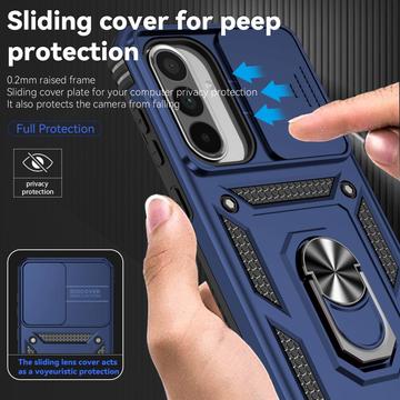 Samsung Galaxy A36 Roterende Ring Hybrid Cover med Kameraskjold - Blå
