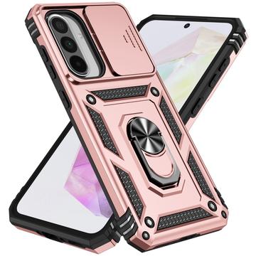 Samsung Galaxy A36 Roterende Ring Hybrid Cover med Kameraskjold - Rødguld