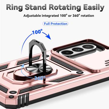 Samsung Galaxy A36 Roterende Ring Hybrid Cover med Kameraskjold - Rødguld
