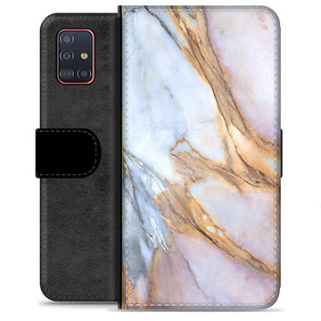 Samsung Galaxy A51 Premium Flip Cover med Pung - Elegant Marmor