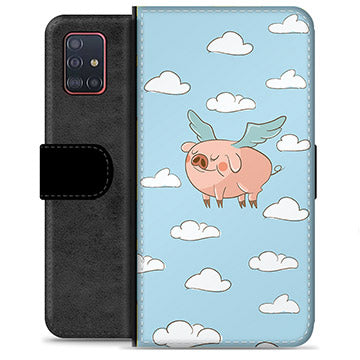 Samsung Galaxy A51 Premium Flip Cover med Pung - Flyvende Gris
