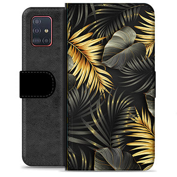 Samsung Galaxy A51 Premium Flip Cover med Pung - Gyldne Blade
