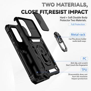 Samsung Galaxy A54 5G Roterende Ring Hybrid Cover med Kameraskjold - Sort