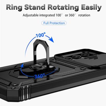 Samsung Galaxy A54 5G Roterende Ring Hybrid Cover med Kameraskjold - Sort