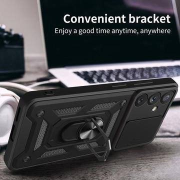 Samsung Galaxy A54 5G Hybrid Cover med Roterende Ring og Kameraskjold - Sort