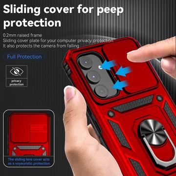 Samsung Galaxy A54 5G Roterende Ring Hybrid Cover med Kameraskjold - Rød
