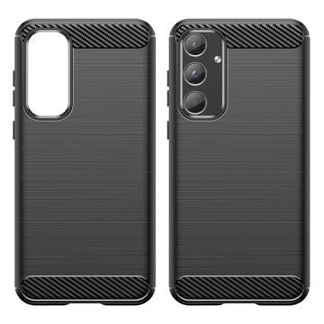 Samsung Galaxy A55 Børstet TPU Cover - Karbonfiber - Sort