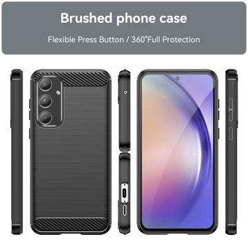 Samsung Galaxy A55 Børstet TPU Cover - Karbonfiber - Sort