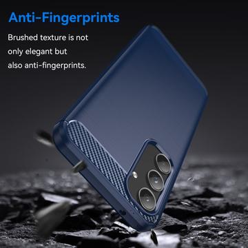 Samsung Galaxy A55 Børstet TPU Cover - Karbonfiber - Blå