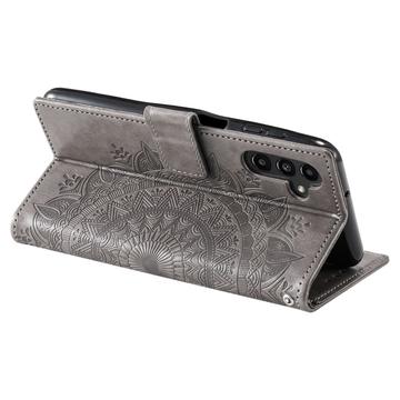Samsung Galaxy A55 Mandala Series Etui med Pung - Grå