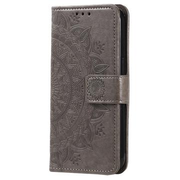 Samsung Galaxy A55 Mandala Series Etui med Pung - Grå