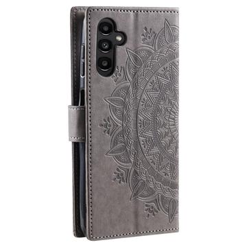 Samsung Galaxy A55 Mandala Series Etui med Pung - Grå