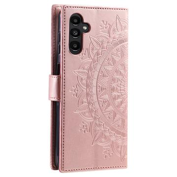 Samsung Galaxy A55 Mandala Series Etui med Pung - Rødguld