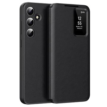 Samsung Galaxy A55 Smart Clear View Flip etui med kortplads - Sort