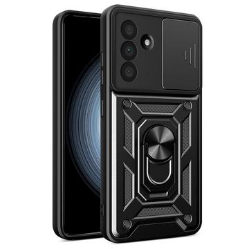 Samsung Galaxy A56 Roterende Ring Hybrid Cover med Kameraskjold - Sort