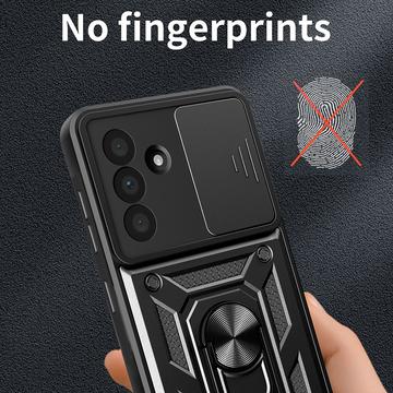 Samsung Galaxy A56 Roterende Ring Hybrid Cover med Kameraskjold - Sort