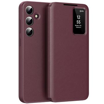 Samsung Galaxy A56 Smart Clear View Flip etui med kortplads - Vinrød