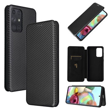 Samsung Galaxy A72 5G/4G Flip Cover - Karbonfiber - Sort
