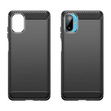Samsung Galaxy M06/F06 5G Børstet TPU Cover - Karbonfiber - sort