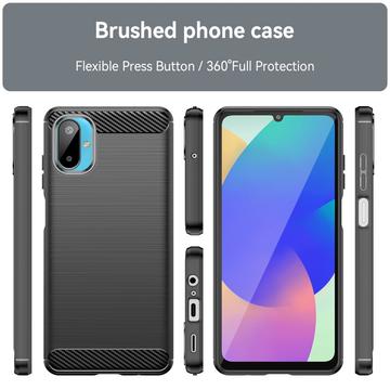 Samsung Galaxy M06/F06 5G Børstet TPU Cover - Karbonfiber - sort