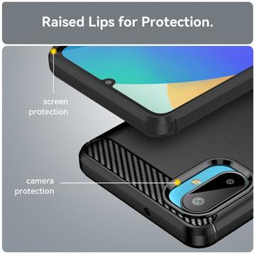 Samsung Galaxy M06/F06 5G Børstet TPU Cover - Karbonfiber - sort