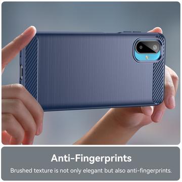 Samsung Galaxy M06/F06 5G Børstet TPU Cover - Karbonfiber - blå