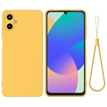 Samsung Galaxy M06/F06 5G Flydende silikone cover med håndrem - gul