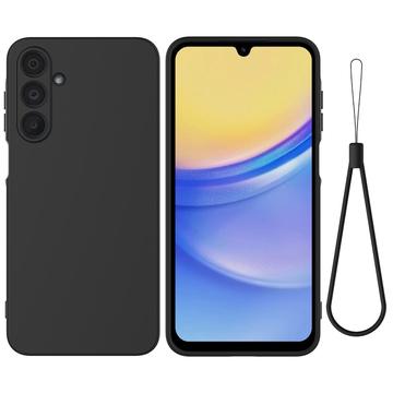 Samsung Galaxy M16/F16 Flydende silikone cover med håndrem - sort