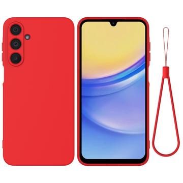 Samsung Galaxy M16/F16 Flydende silikone cover med håndrem - rød