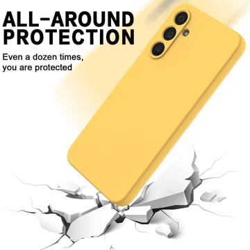 Samsung Galaxy M16/F16 Flydende silikone cover med håndrem - gul