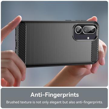 Samsung Galaxy M56/F56 Børstet TPU Cover - Karbonfiber - Sort