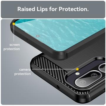 Samsung Galaxy M56/F56 Børstet TPU Cover - Karbonfiber - Sort