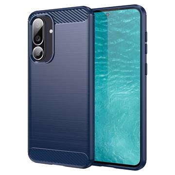 Samsung Galaxy M56/F56 Børstet TPU Cover - Karbonfiber - blå