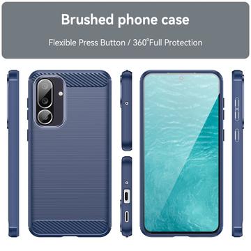 Samsung Galaxy M56/F56 Børstet TPU Cover - Karbonfiber - blå