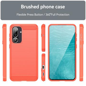 Samsung Galaxy M56/F56 Børstet TPU Cover - Karbonfiber - rød