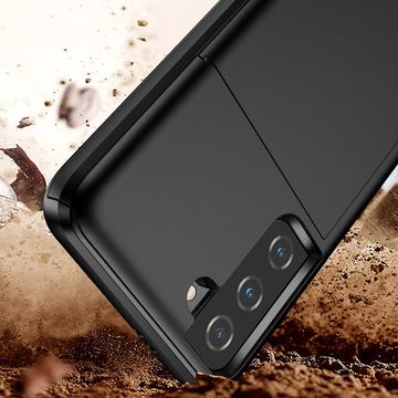 Samsung Galaxy S21 5G Hybrid Cover med Glidende Kortslot - Sort