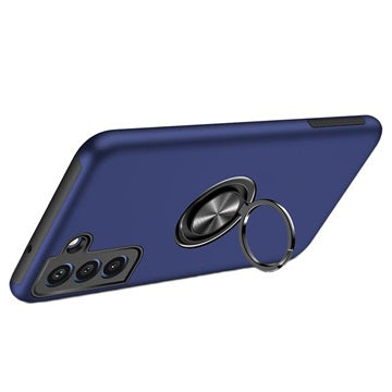 Samsung Galaxy S21 FE 5G Cover med Magnetisk Ring - Navy Blå