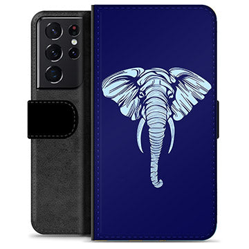 Samsung Galaxy S21 Ultra 5G Premium Flip Cover med Pung - Elefant