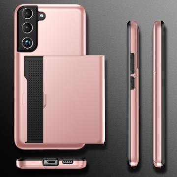 Samsung Galaxy S22 5G Hybrid Cover med Glidende Kortslot - Sort